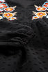 Black Embroidered Swiss Dot Texture Plus Size Blouse
